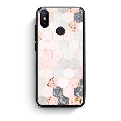 4 - Xiaomi Mi A2 Hexagon Pink Marble case, cover, bumper