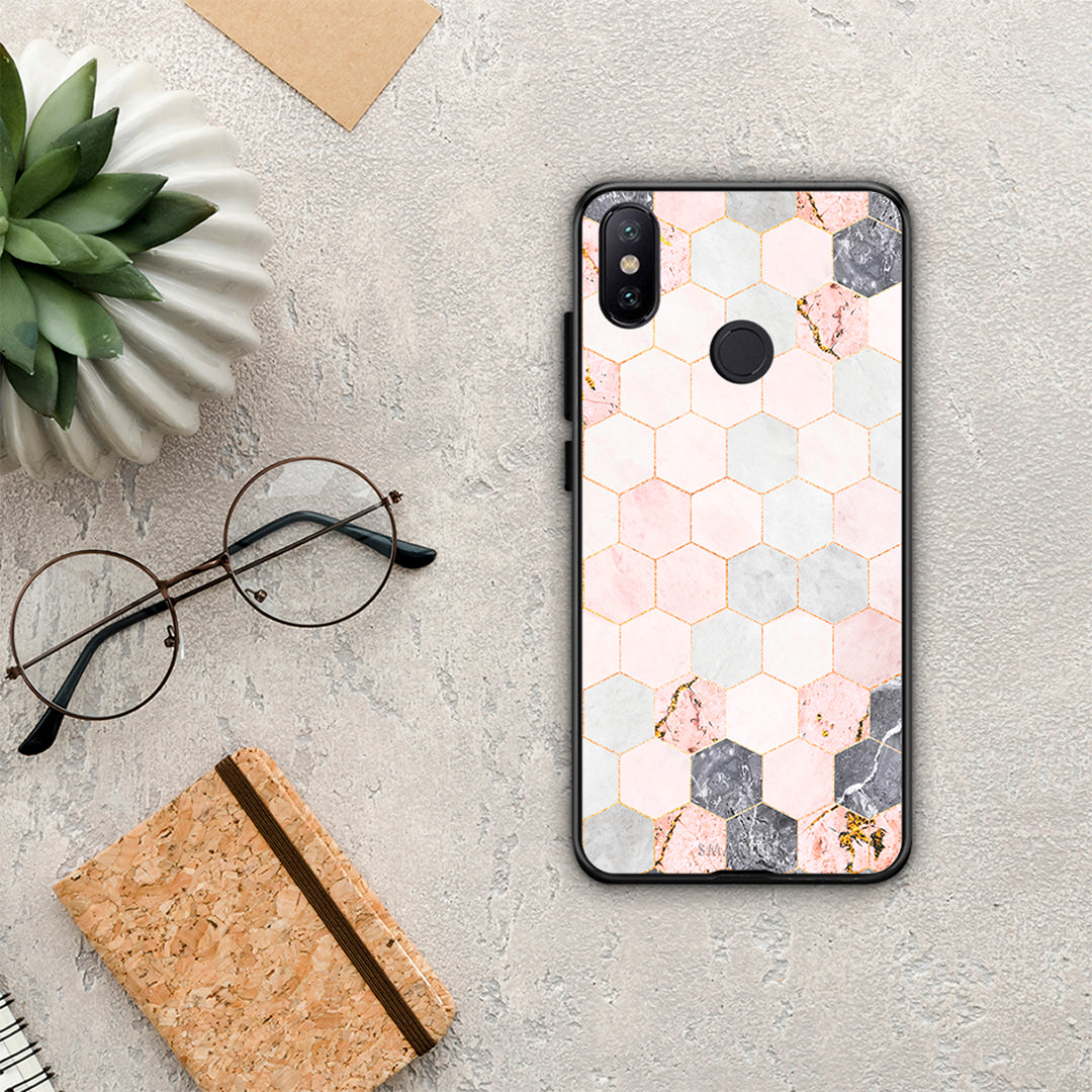 Marble Hexagon Pink - Xiaomi Mi A2 θήκη