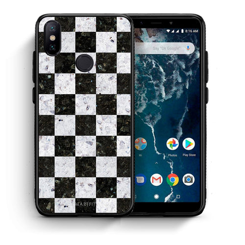 Θήκη Xiaomi Mi A2 Square Geometric Marble από τη Smartfits με σχέδιο στο πίσω μέρος και μαύρο περίβλημα | Xiaomi Mi A2 Square Geometric Marble case with colorful back and black bezels