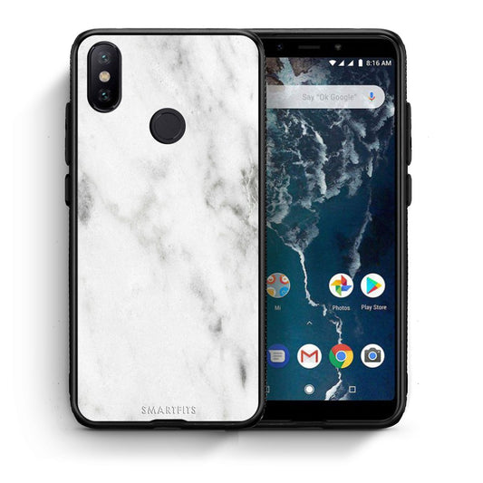 Θήκη Xiaomi Mi A2 White Marble από τη Smartfits με σχέδιο στο πίσω μέρος και μαύρο περίβλημα | Xiaomi Mi A2 White Marble case with colorful back and black bezels