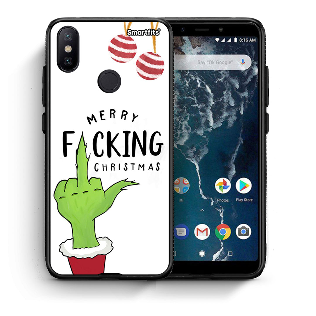 Θήκη Xiaomi Mi A2 Merry F Xmas από τη Smartfits με σχέδιο στο πίσω μέρος και μαύρο περίβλημα | Xiaomi Mi A2 Merry F Xmas case with colorful back and black bezels
