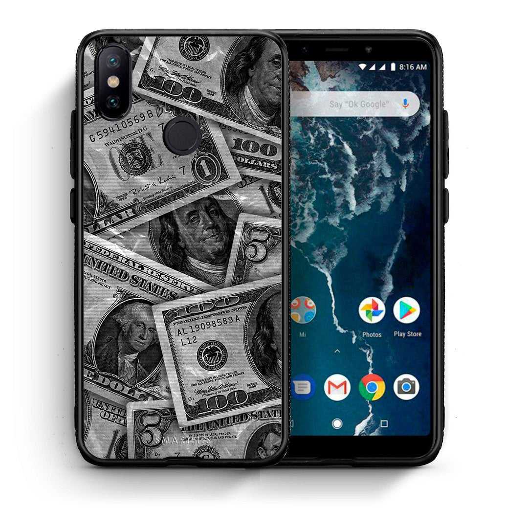 Θήκη Xiaomi Mi A2 Money Dollars από τη Smartfits με σχέδιο στο πίσω μέρος και μαύρο περίβλημα | Xiaomi Mi A2 Money Dollars case with colorful back and black bezels