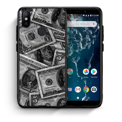 Θήκη Xiaomi Mi A2 Money Dollars από τη Smartfits με σχέδιο στο πίσω μέρος και μαύρο περίβλημα | Xiaomi Mi A2 Money Dollars case with colorful back and black bezels