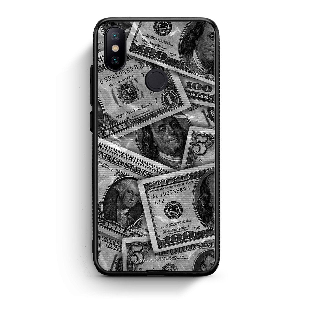 Xiaomi Mi A2 Money Dollars θήκη από τη Smartfits με σχέδιο στο πίσω μέρος και μαύρο περίβλημα | Smartphone case with colorful back and black bezels by Smartfits