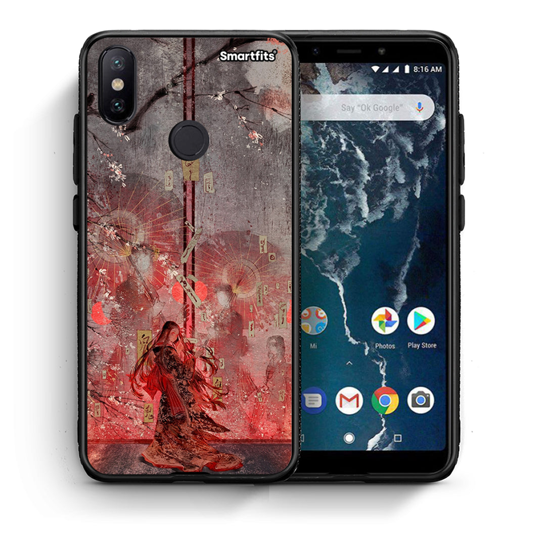 Θήκη Xiaomi Mi A2 Nezuko Kamado από τη Smartfits με σχέδιο στο πίσω μέρος και μαύρο περίβλημα | Xiaomi Mi A2 Nezuko Kamado case with colorful back and black bezels