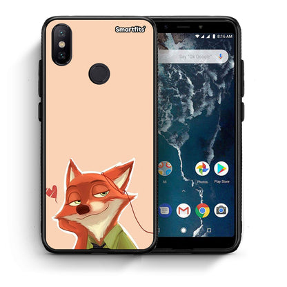 Θήκη Xiaomi Mi A2 Nick Wilde And Judy Hopps Love 1 από τη Smartfits με σχέδιο στο πίσω μέρος και μαύρο περίβλημα | Xiaomi Mi A2 Nick Wilde And Judy Hopps Love 1 case with colorful back and black bezels