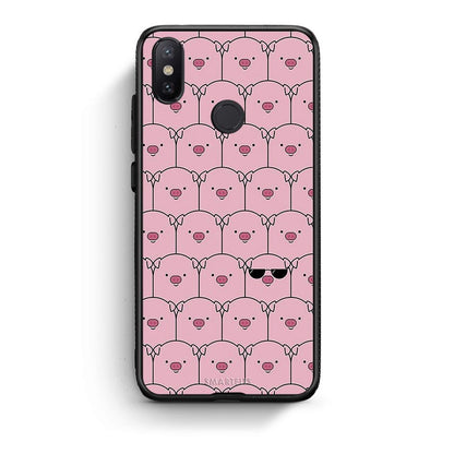 Xiaomi Mi A2 Pig Glasses θήκη από τη Smartfits με σχέδιο στο πίσω μέρος και μαύρο περίβλημα | Smartphone case with colorful back and black bezels by Smartfits