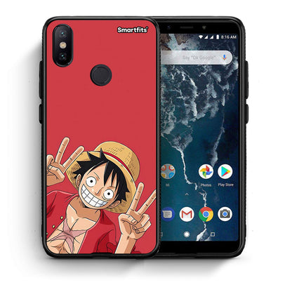 Θήκη Xiaomi Mi A2 Pirate Luffy από τη Smartfits με σχέδιο στο πίσω μέρος και μαύρο περίβλημα | Xiaomi Mi A2 Pirate Luffy case with colorful back and black bezels