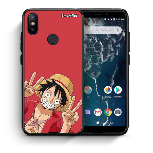 Θήκη Xiaomi Mi A2 Pirate Luffy από τη Smartfits με σχέδιο στο πίσω μέρος και μαύρο περίβλημα | Xiaomi Mi A2 Pirate Luffy case with colorful back and black bezels