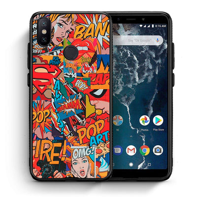 Θήκη Xiaomi Mi A2 PopArt OMG από τη Smartfits με σχέδιο στο πίσω μέρος και μαύρο περίβλημα | Xiaomi Mi A2 PopArt OMG case with colorful back and black bezels