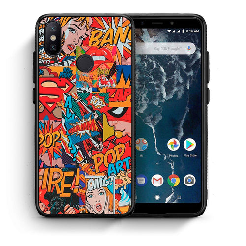 Θήκη Xiaomi Mi A2 PopArt OMG από τη Smartfits με σχέδιο στο πίσω μέρος και μαύρο περίβλημα | Xiaomi Mi A2 PopArt OMG case with colorful back and black bezels