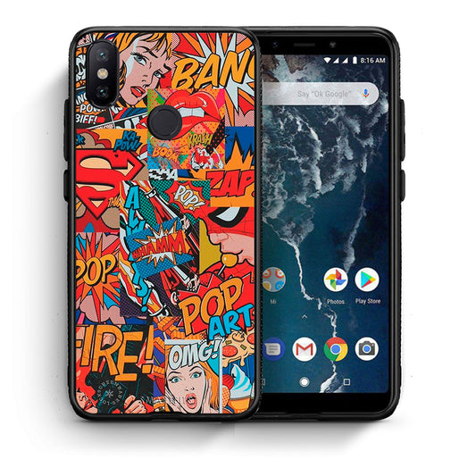 Θήκη Xiaomi Mi A2 PopArt OMG από τη Smartfits με σχέδιο στο πίσω μέρος και μαύρο περίβλημα | Xiaomi Mi A2 PopArt OMG case with colorful back and black bezels