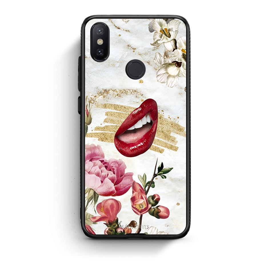 Xiaomi Mi A2 Red Lips θήκη από τη Smartfits με σχέδιο στο πίσω μέρος και μαύρο περίβλημα | Smartphone case with colorful back and black bezels by Smartfits
