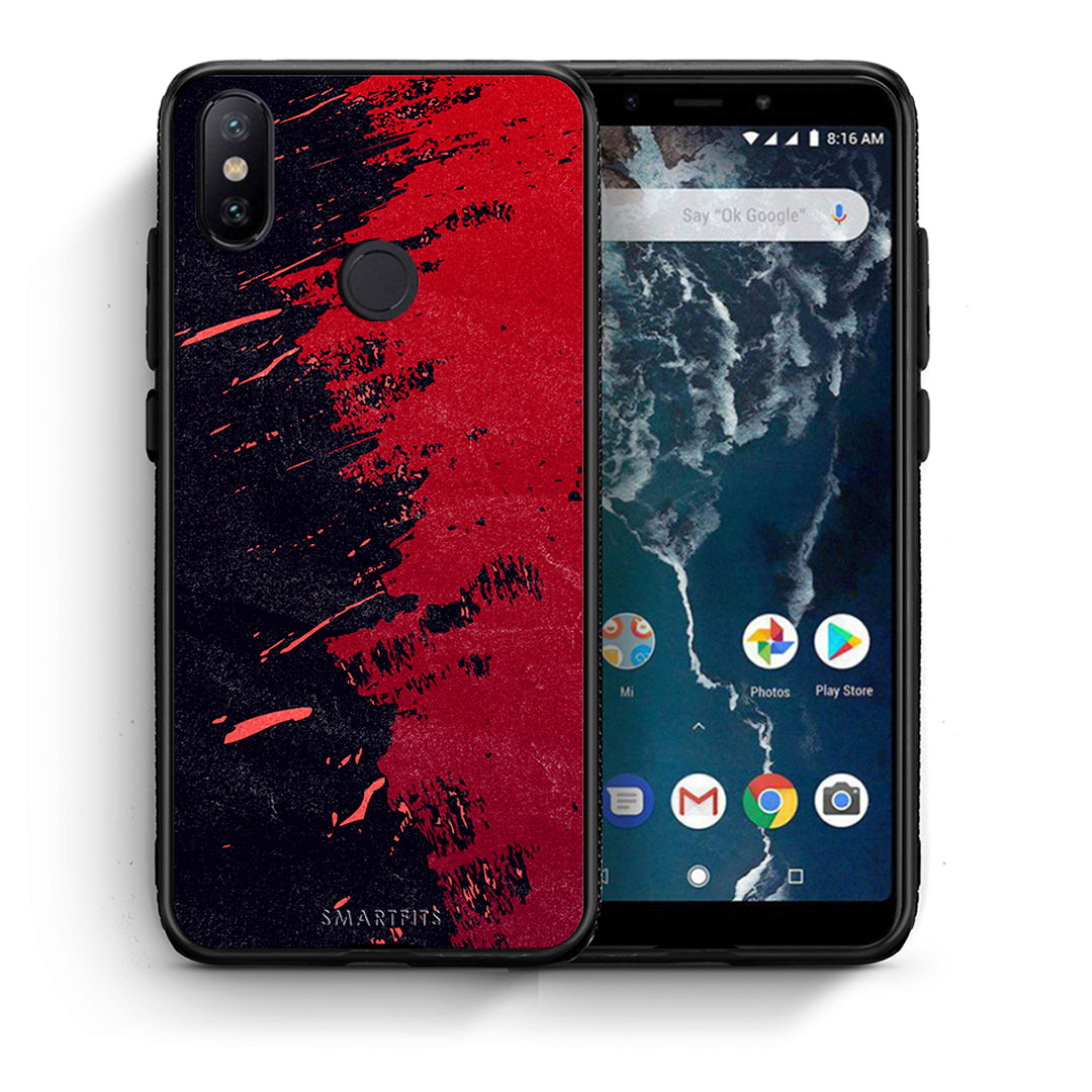 Θήκη Αγίου Βαλεντίνου Xiaomi Mi A2 Red Paint από τη Smartfits με σχέδιο στο πίσω μέρος και μαύρο περίβλημα | Xiaomi Mi A2 Red Paint case with colorful back and black bezels