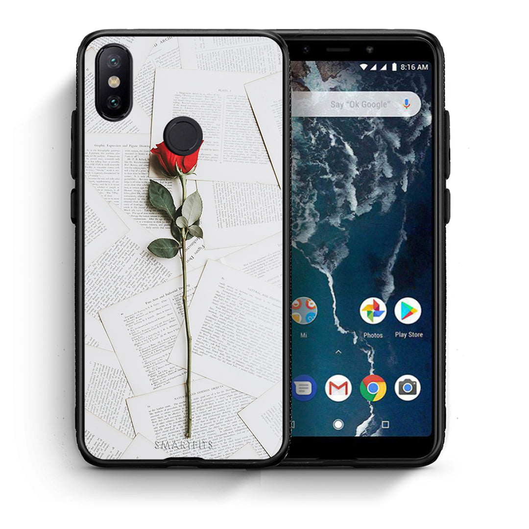 Θήκη Xiaomi Mi A2 Red Rose από τη Smartfits με σχέδιο στο πίσω μέρος και μαύρο περίβλημα | Xiaomi Mi A2 Red Rose case with colorful back and black bezels