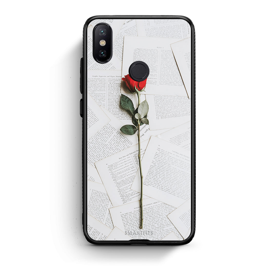 Xiaomi Mi A2 Red Rose θήκη από τη Smartfits με σχέδιο στο πίσω μέρος και μαύρο περίβλημα | Smartphone case with colorful back and black bezels by Smartfits