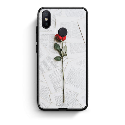 Xiaomi Mi A2 Red Rose θήκη από τη Smartfits με σχέδιο στο πίσω μέρος και μαύρο περίβλημα | Smartphone case with colorful back and black bezels by Smartfits