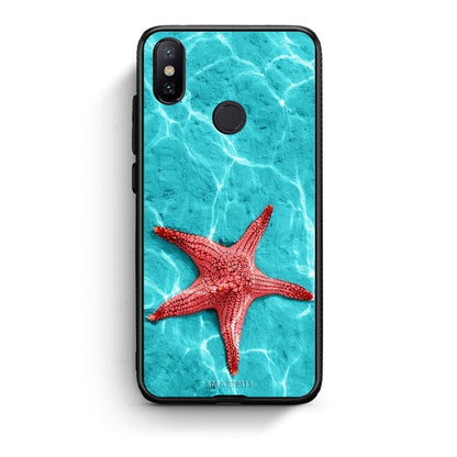 Xiaomi Mi A2 Red Starfish Θήκη από τη Smartfits με σχέδιο στο πίσω μέρος και μαύρο περίβλημα | Smartphone case with colorful back and black bezels by Smartfits