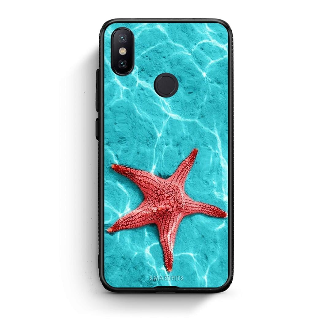 Xiaomi Mi A2 Red Starfish Θήκη από τη Smartfits με σχέδιο στο πίσω μέρος και μαύρο περίβλημα | Smartphone case with colorful back and black bezels by Smartfits