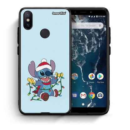 Θήκη Xiaomi Mi A2 Santa Stich από τη Smartfits με σχέδιο στο πίσω μέρος και μαύρο περίβλημα | Xiaomi Mi A2 Santa Stich case with colorful back and black bezels