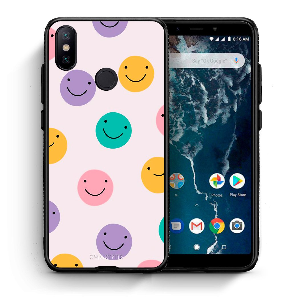Θήκη Xiaomi Mi A2 Smiley Faces από τη Smartfits με σχέδιο στο πίσω μέρος και μαύρο περίβλημα | Xiaomi Mi A2 Smiley Faces case with colorful back and black bezels