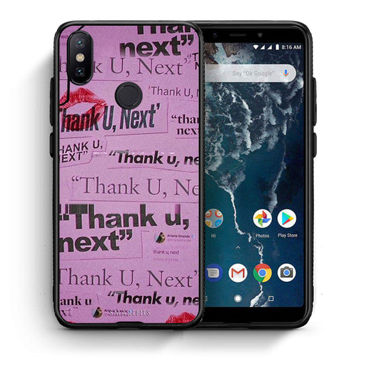 Θήκη Αγίου Βαλεντίνου Xiaomi Mi A2 Thank You Next από τη Smartfits με σχέδιο στο πίσω μέρος και μαύρο περίβλημα | Xiaomi Mi A2 Thank You Next case with colorful back and black bezels