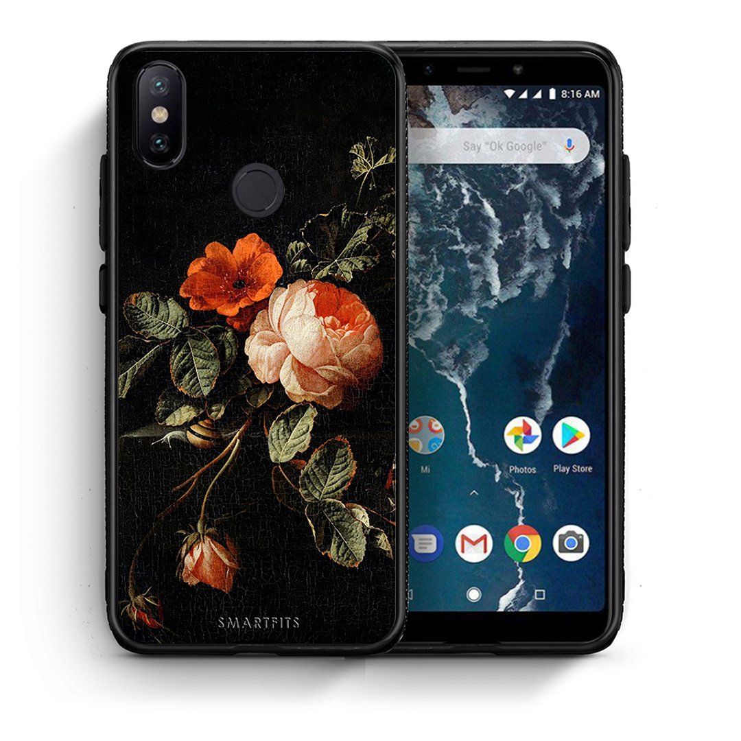 Θήκη Xiaomi Mi A2 Vintage Roses από τη Smartfits με σχέδιο στο πίσω μέρος και μαύρο περίβλημα | Xiaomi Mi A2 Vintage Roses case with colorful back and black bezels