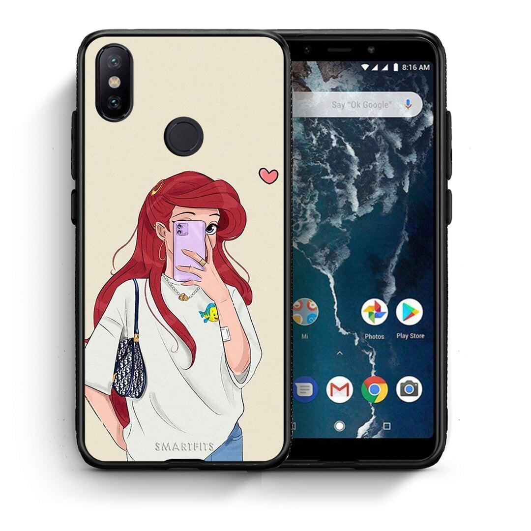 Θήκη Xiaomi Mi A2 Walking Mermaid από τη Smartfits με σχέδιο στο πίσω μέρος και μαύρο περίβλημα | Xiaomi Mi A2 Walking Mermaid case with colorful back and black bezels