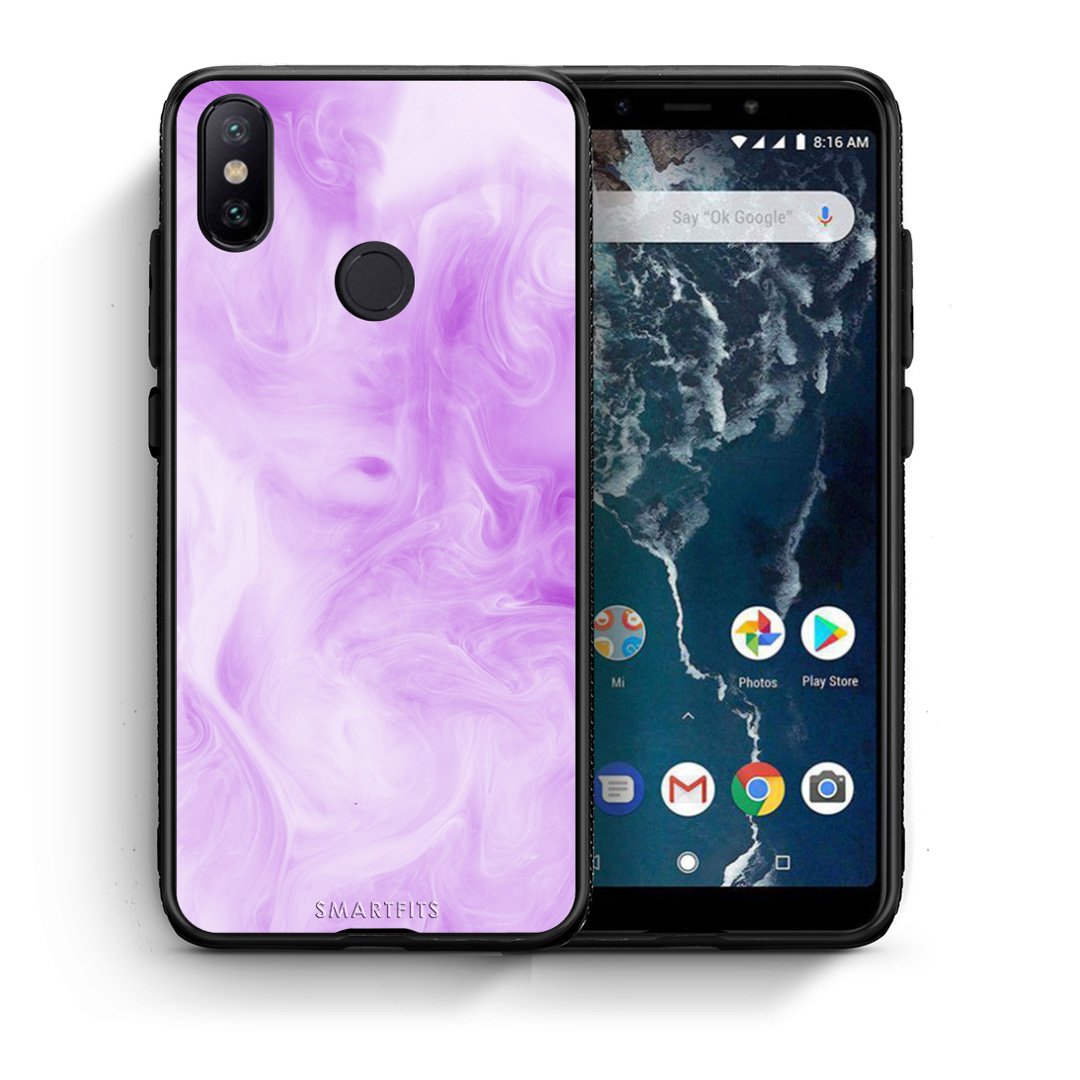 Θήκη Xiaomi Mi A2 Lavender Watercolor από τη Smartfits με σχέδιο στο πίσω μέρος και μαύρο περίβλημα | Xiaomi Mi A2 Lavender Watercolor case with colorful back and black bezels
