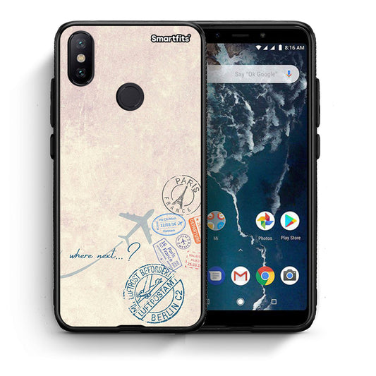 Θήκη Xiaomi Mi A2 Where Next από τη Smartfits με σχέδιο στο πίσω μέρος και μαύρο περίβλημα | Xiaomi Mi A2 Where Next case with colorful back and black bezels