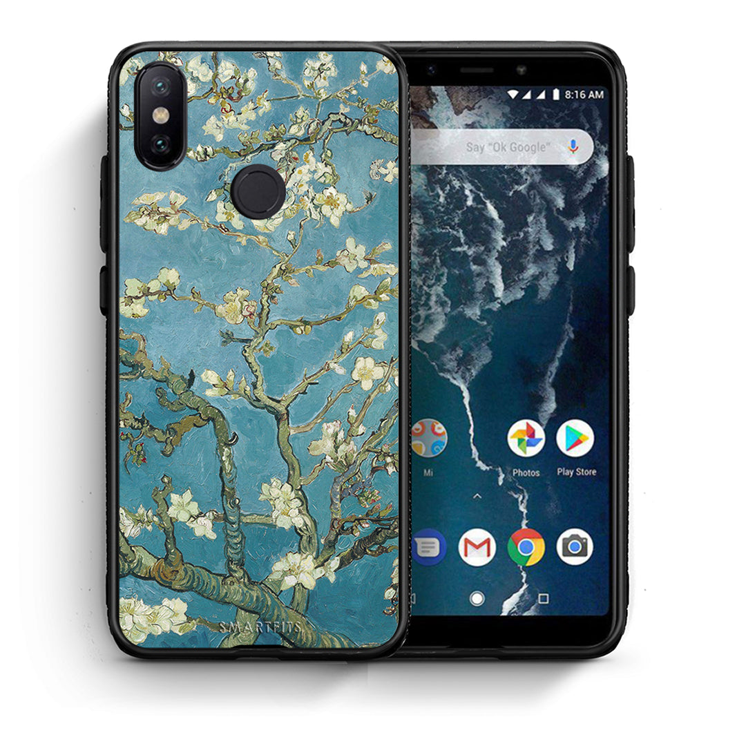 Θήκη Xiaomi Mi A2 White Blossoms από τη Smartfits με σχέδιο στο πίσω μέρος και μαύρο περίβλημα | Xiaomi Mi A2 White Blossoms case with colorful back and black bezels