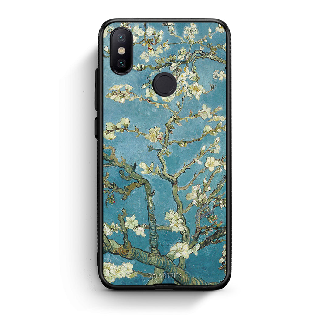 Xiaomi Mi A2 White Blossoms θήκη από τη Smartfits με σχέδιο στο πίσω μέρος και μαύρο περίβλημα | Smartphone case with colorful back and black bezels by Smartfits