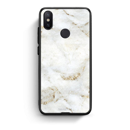 Xiaomi Mi A2 White Gold Marble θήκη από τη Smartfits με σχέδιο στο πίσω μέρος και μαύρο περίβλημα | Smartphone case with colorful back and black bezels by Smartfits