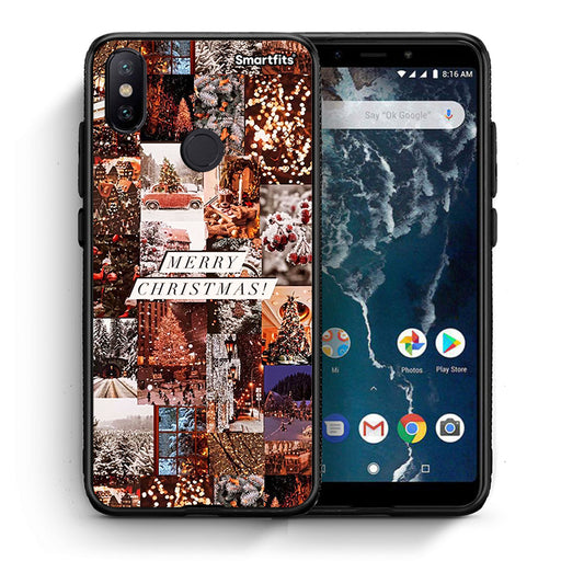 Θήκη Xiaomi Mi A2 Xmas Collage από τη Smartfits με σχέδιο στο πίσω μέρος και μαύρο περίβλημα | Xiaomi Mi A2 Xmas Collage case with colorful back and black bezels