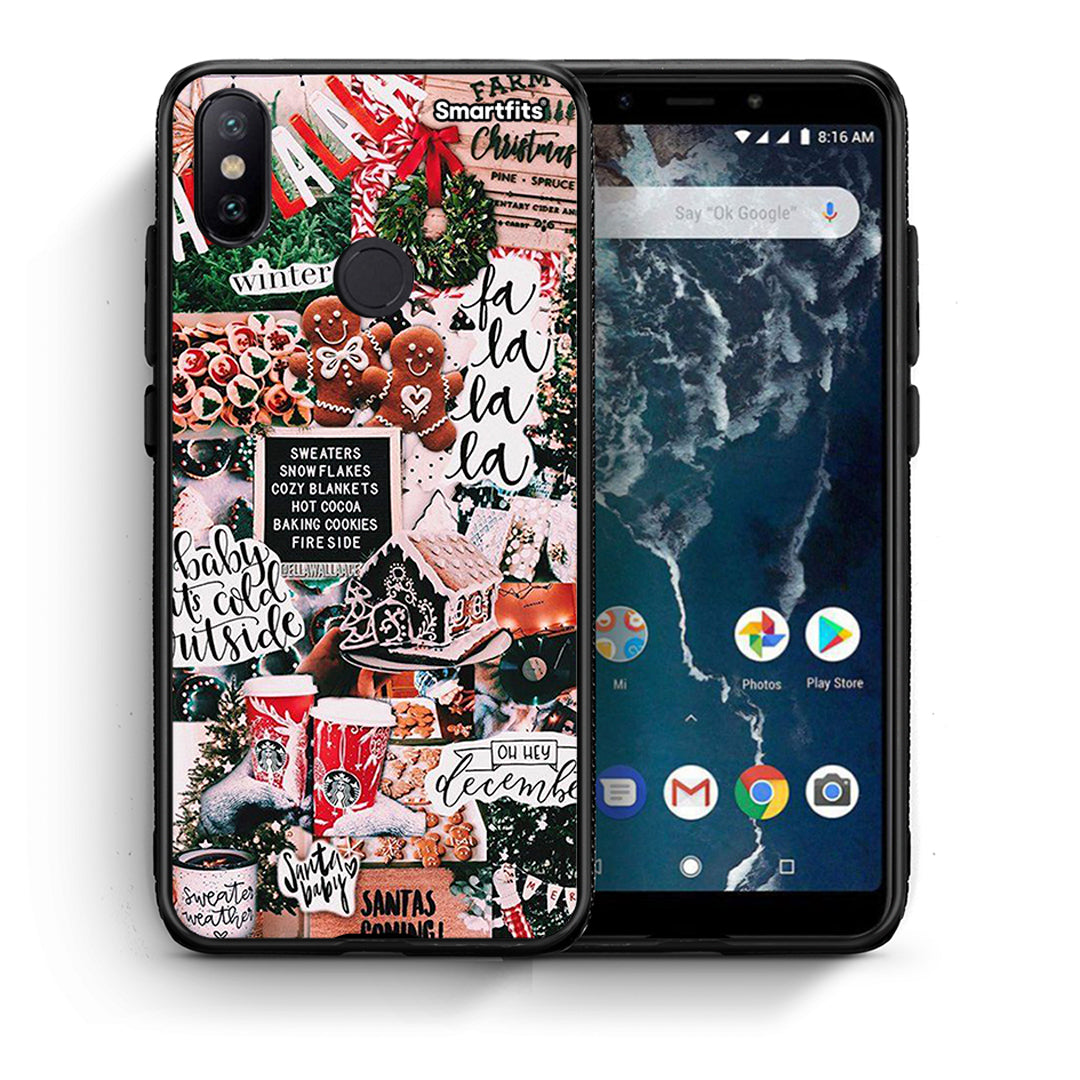 Θήκη Xiaomi Mi A2 Xmas Habbits από τη Smartfits με σχέδιο στο πίσω μέρος και μαύρο περίβλημα | Xiaomi Mi A2 Xmas Habbits case with colorful back and black bezels