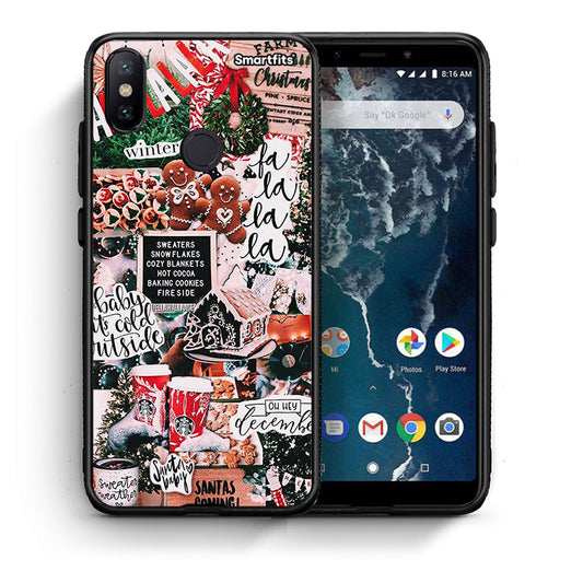 Θήκη Xiaomi Mi A2 Xmas Habbits από τη Smartfits με σχέδιο στο πίσω μέρος και μαύρο περίβλημα | Xiaomi Mi A2 Xmas Habbits case with colorful back and black bezels