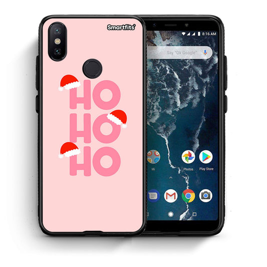 Θήκη Xiaomi Mi A2 Xmas Ho Ho Ho από τη Smartfits με σχέδιο στο πίσω μέρος και μαύρο περίβλημα | Xiaomi Mi A2 Xmas Ho Ho Ho case with colorful back and black bezels