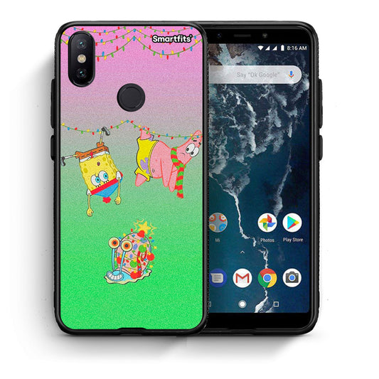 Θήκη Xiaomi Mi A2 Xmas Lights από τη Smartfits με σχέδιο στο πίσω μέρος και μαύρο περίβλημα | Xiaomi Mi A2 Xmas Lights case with colorful back and black bezels