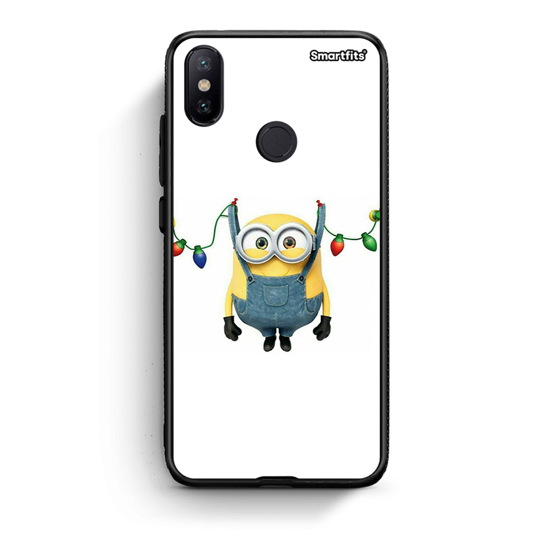 Xiaomi Mi A2 Xmas Minion Lights θήκη από τη Smartfits με σχέδιο στο πίσω μέρος και μαύρο περίβλημα | Smartphone case with colorful back and black bezels by Smartfits