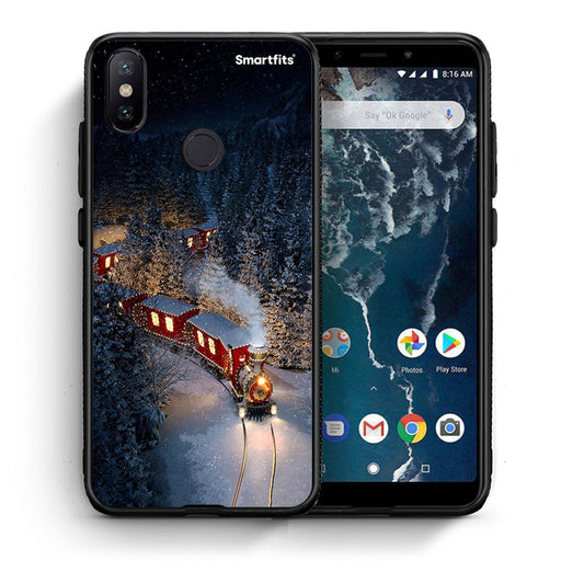 Θήκη Xiaomi Mi A2 Xmas Train από τη Smartfits με σχέδιο στο πίσω μέρος και μαύρο περίβλημα | Xiaomi Mi A2 Xmas Train case with colorful back and black bezels