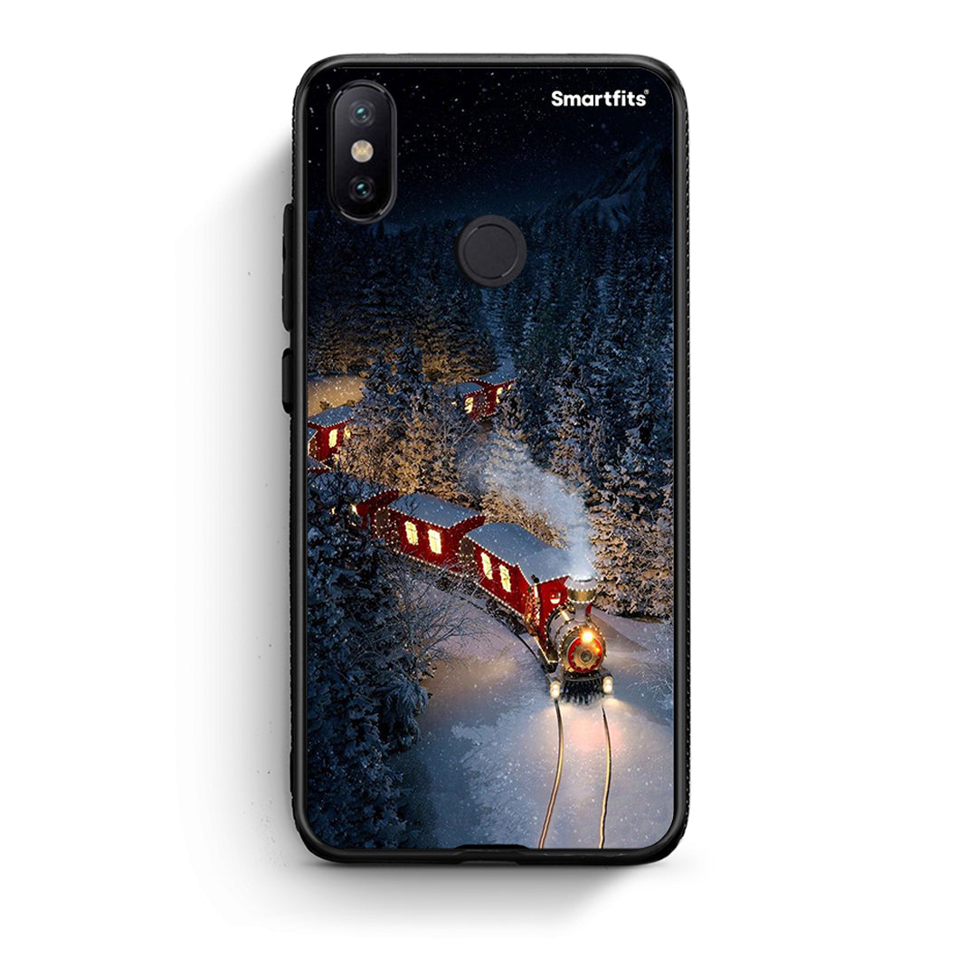 Xiaomi Mi A2 Xmas Train θήκη από τη Smartfits με σχέδιο στο πίσω μέρος και μαύρο περίβλημα | Smartphone case with colorful back and black bezels by Smartfits