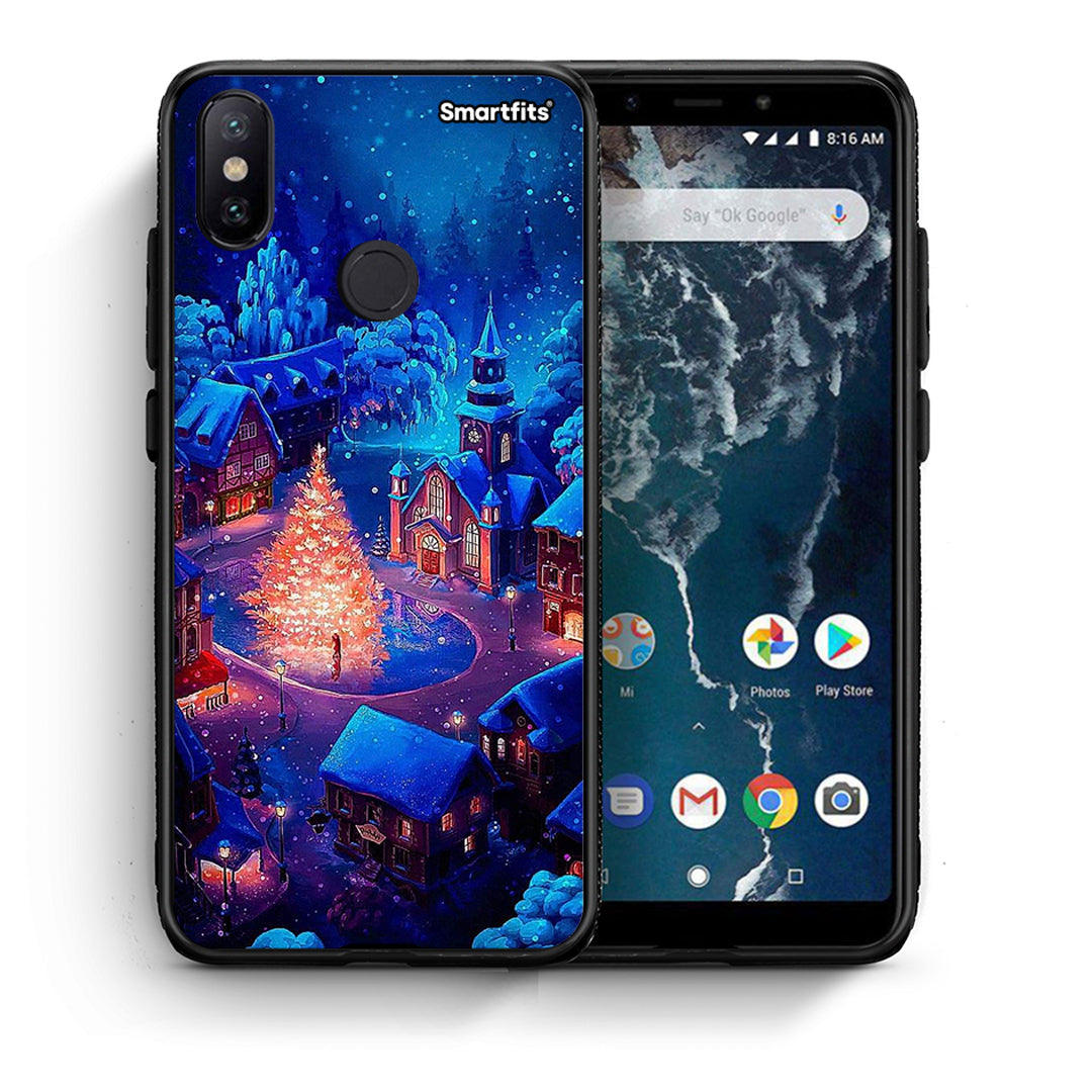 Θήκη Xiaomi Mi A2 Xmas Village από τη Smartfits με σχέδιο στο πίσω μέρος και μαύρο περίβλημα | Xiaomi Mi A2 Xmas Village case with colorful back and black bezels