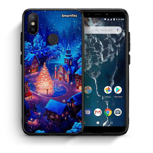 Θήκη Xiaomi Mi A2 Xmas Village από τη Smartfits με σχέδιο στο πίσω μέρος και μαύρο περίβλημα | Xiaomi Mi A2 Xmas Village case with colorful back and black bezels