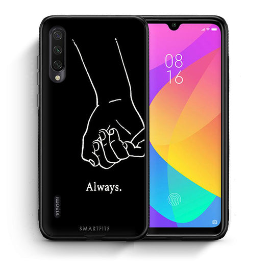 Θήκη Αγίου Βαλεντίνου Xiaomi Mi A3 Always & Forever 1 από τη Smartfits με σχέδιο στο πίσω μέρος και μαύρο περίβλημα | Xiaomi Mi A3 Always & Forever 1 case with colorful back and black bezels