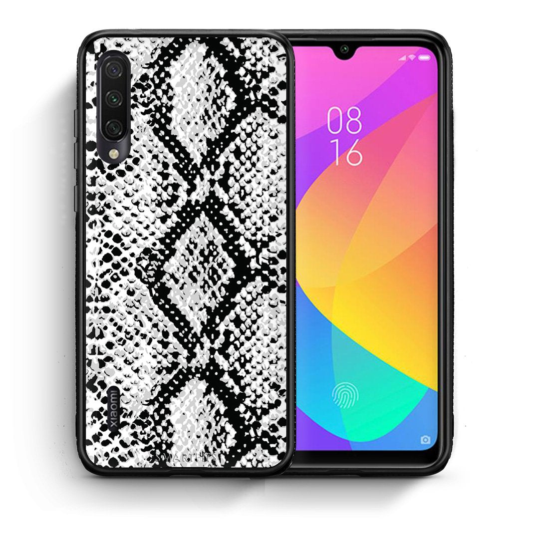 Θήκη Xiaomi Mi A3 White Snake Animal από τη Smartfits με σχέδιο στο πίσω μέρος και μαύρο περίβλημα | Xiaomi Mi A3 White Snake Animal case with colorful back and black bezels