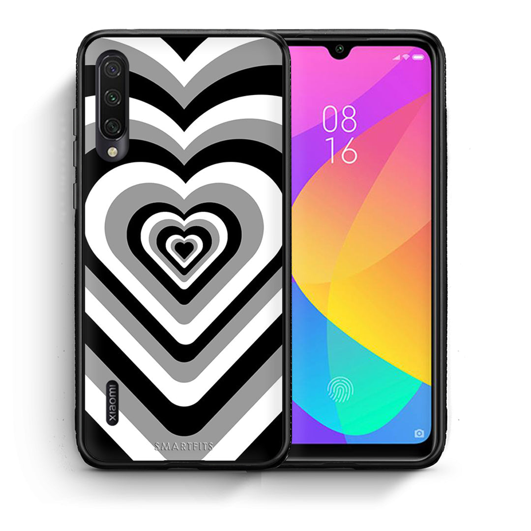 Θήκη Xiaomi Mi A3 Black Hearts από τη Smartfits με σχέδιο στο πίσω μέρος και μαύρο περίβλημα | Xiaomi Mi A3 Black Hearts case with colorful back and black bezels