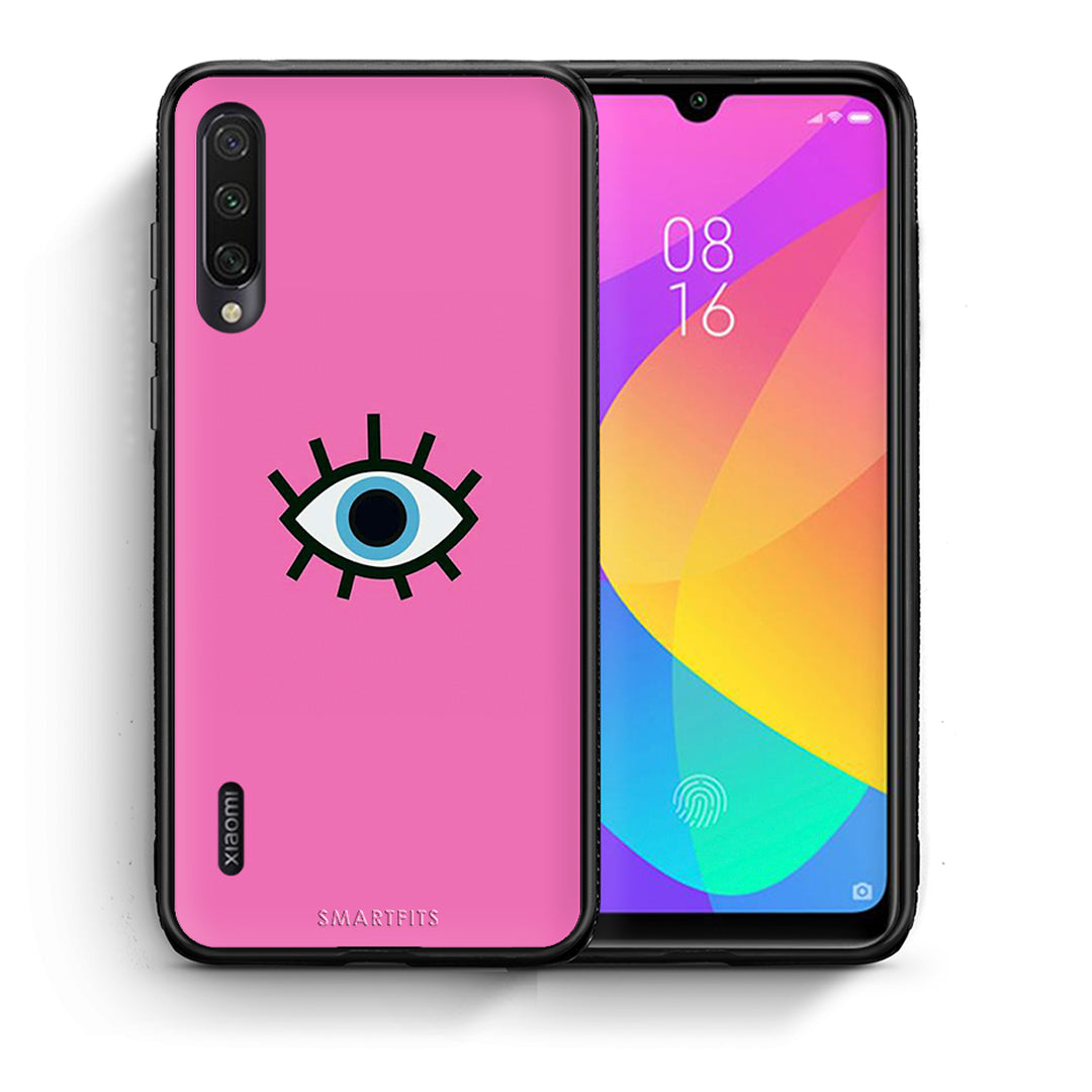 Θήκη Xiaomi Mi A3 Blue Eye Pink από τη Smartfits με σχέδιο στο πίσω μέρος και μαύρο περίβλημα | Xiaomi Mi A3 Blue Eye Pink case with colorful back and black bezels