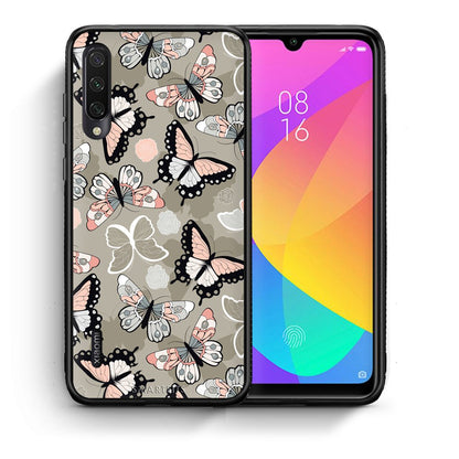 Θήκη Xiaomi Mi A3 Butterflies Boho από τη Smartfits με σχέδιο στο πίσω μέρος και μαύρο περίβλημα | Xiaomi Mi A3 Butterflies Boho case with colorful back and black bezels