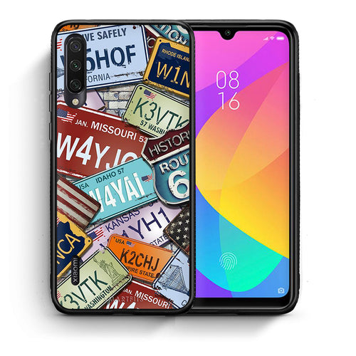 Θήκη Xiaomi Mi A3 Car Plates από τη Smartfits με σχέδιο στο πίσω μέρος και μαύρο περίβλημα | Xiaomi Mi A3 Car Plates case with colorful back and black bezels