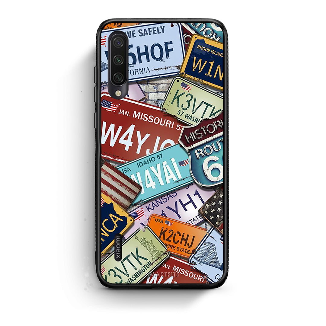 Xiaomi Mi A3 Car Plates θήκη από τη Smartfits με σχέδιο στο πίσω μέρος και μαύρο περίβλημα | Smartphone case with colorful back and black bezels by Smartfits